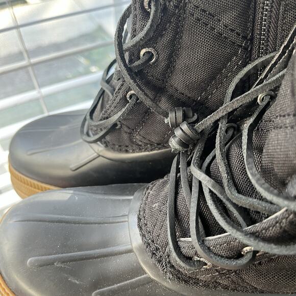 Sperry Saltwater Womens Size 9W Black Waterproof Quilted Duck Boots Shoes - Picture 5 of 16